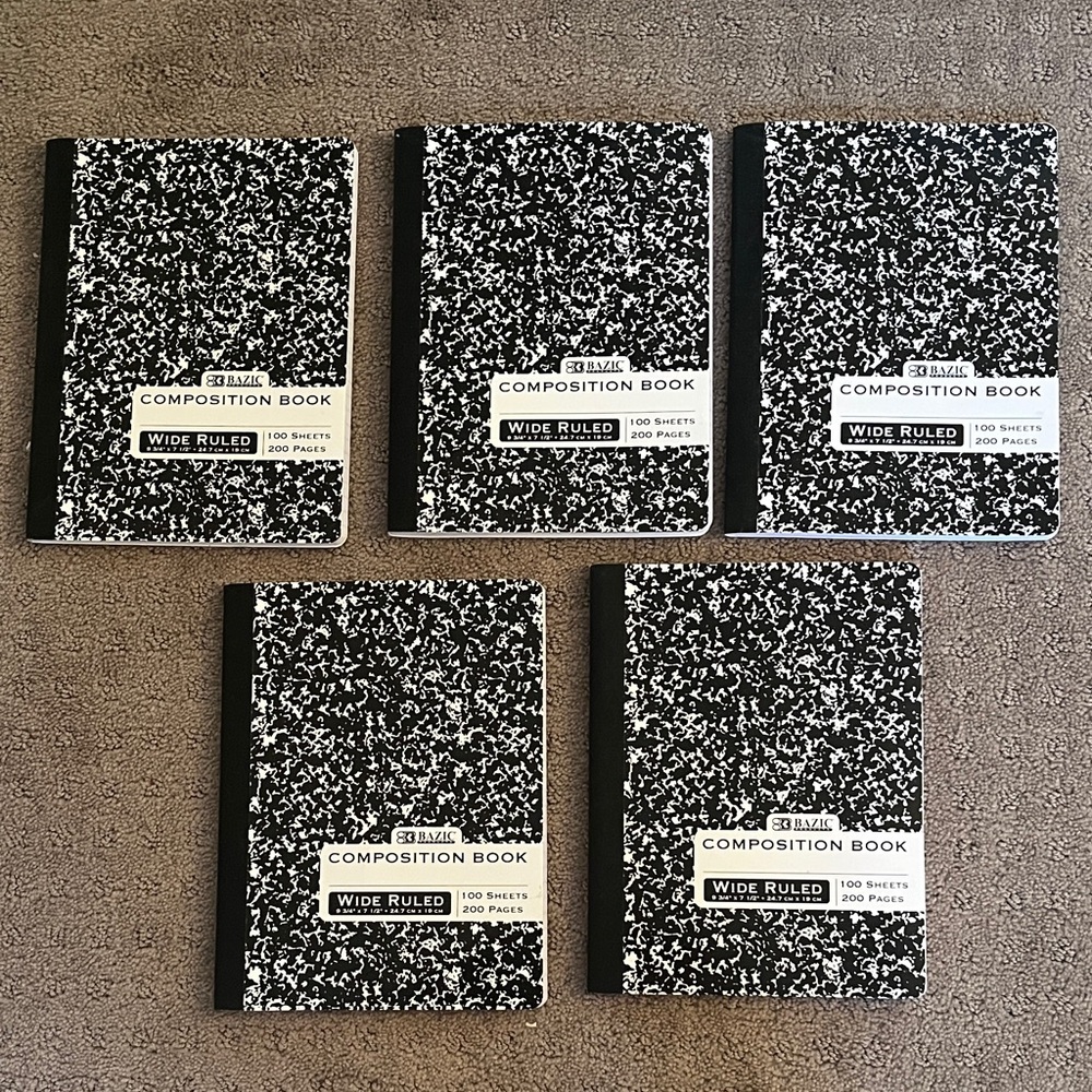 Black and White Composition Notebooks Set